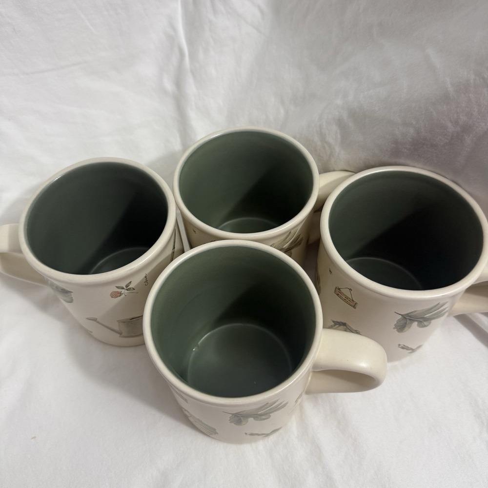 4 Pfaltzgraff NATUREWOOD Coffee MUGS 12 oz Cups Stoneware Gardening Excellent - Picture 2 of 4